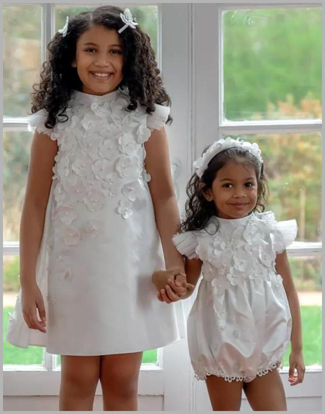 Petite Maison Kids Girls Butterfly White Satin Ceremony Dress White Big Kid