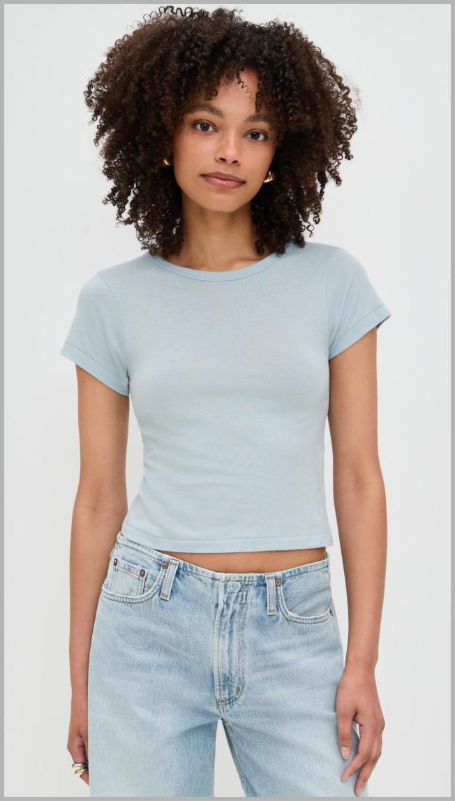 Éterne Short Sleeve Baby Tee - Dusty Blue - [M] Price Integrity Rank ( 0 )